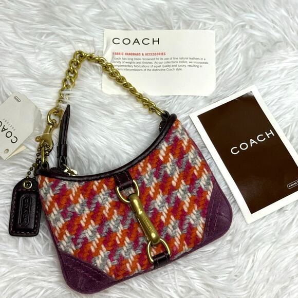 Coach Handbags - NWT Vintage COACH y2k Rare Hampton Houndstooth Coin Purse Bag Charm